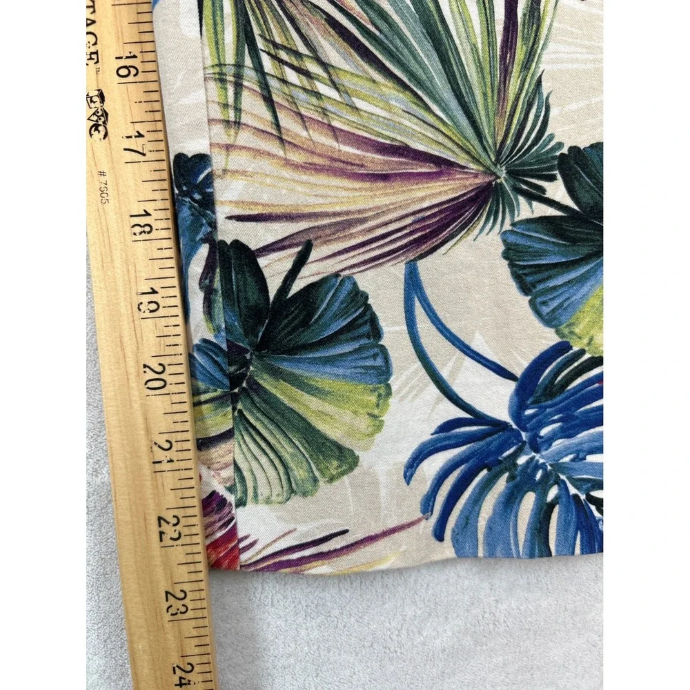 Chico's Pants Women 16 Multi Color Cropped Tropical‎ Botanical Cotton Blend